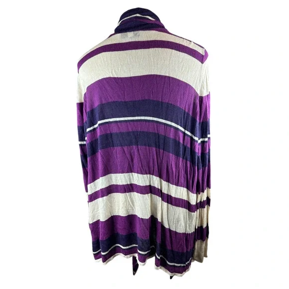 Lane Bryant Open Front Drape Lightweight Cardigan Purple Striped Plus Size 26/28 - Picture 10 of 11